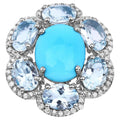 Turquoise Ring With Aquamarine 6.32 Carats Sterling Silver