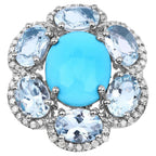 Turquoise Ring With Aquamarine 6.32 Carats Sterling Silver