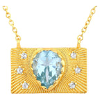 Blue Topaz Purse Necklace With White Topaz 2 Carats Gold Plated Silver