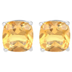 Citrine Stud Earrings 5.78 Carats Sterling Silver