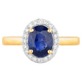 Blue Sapphire Ring With Diamonds 2.06 Carats 18K Yellow Gold