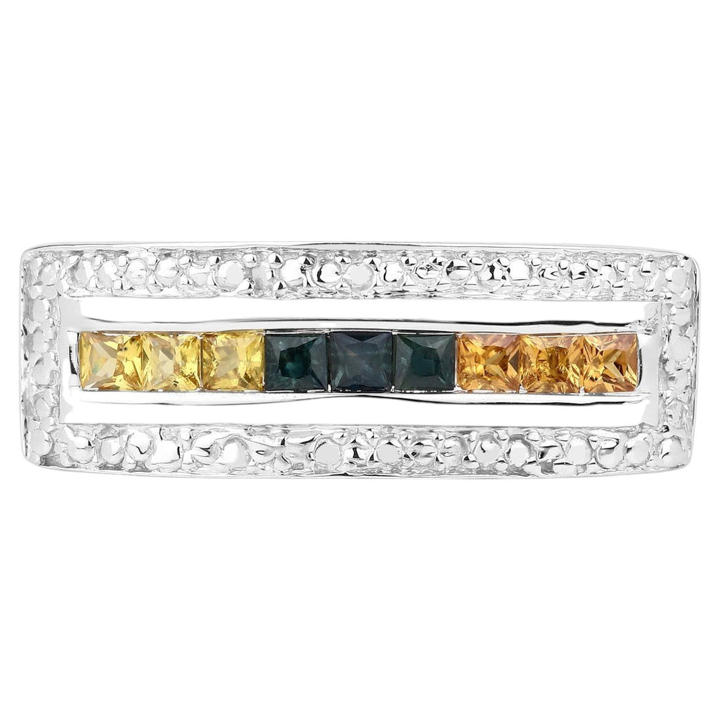 Multicolor Sapphire Ring 1.02 Carats Sterling Silver