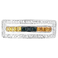 Multicolor Sapphire Ring 1.02 Carats Sterling Silver