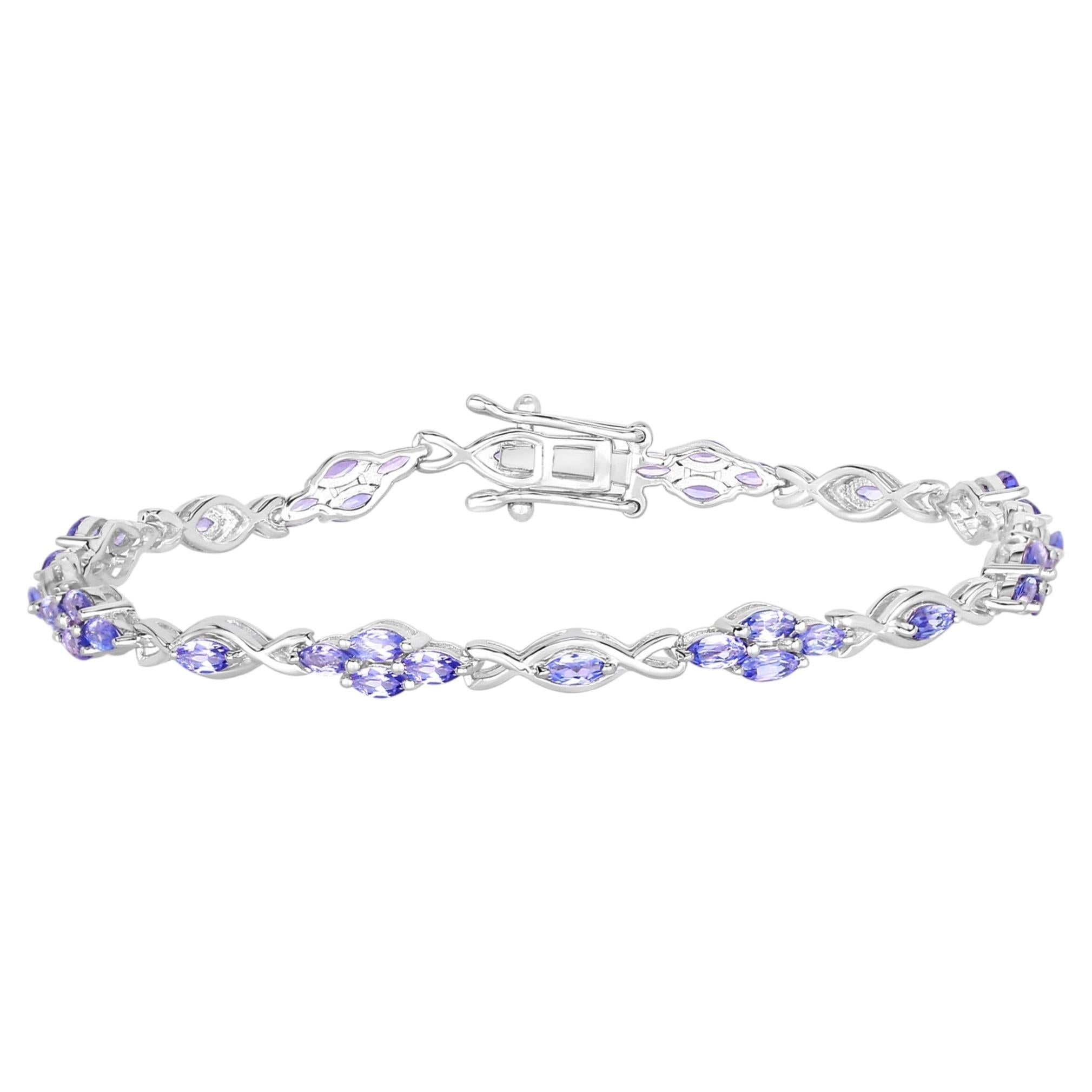 Tanzanite Bracelet 3.18 Carats Sterling Silver