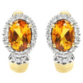 Citrine Earrings With White Topaz 1.94 Carats Gold Plated Silver