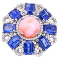 Coral Ring With Kyanite 9.68 Carats Sterling Silver