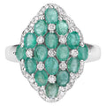 Zambian Emerald Ring With White Zircon 2.64 Carats Sterling Silver