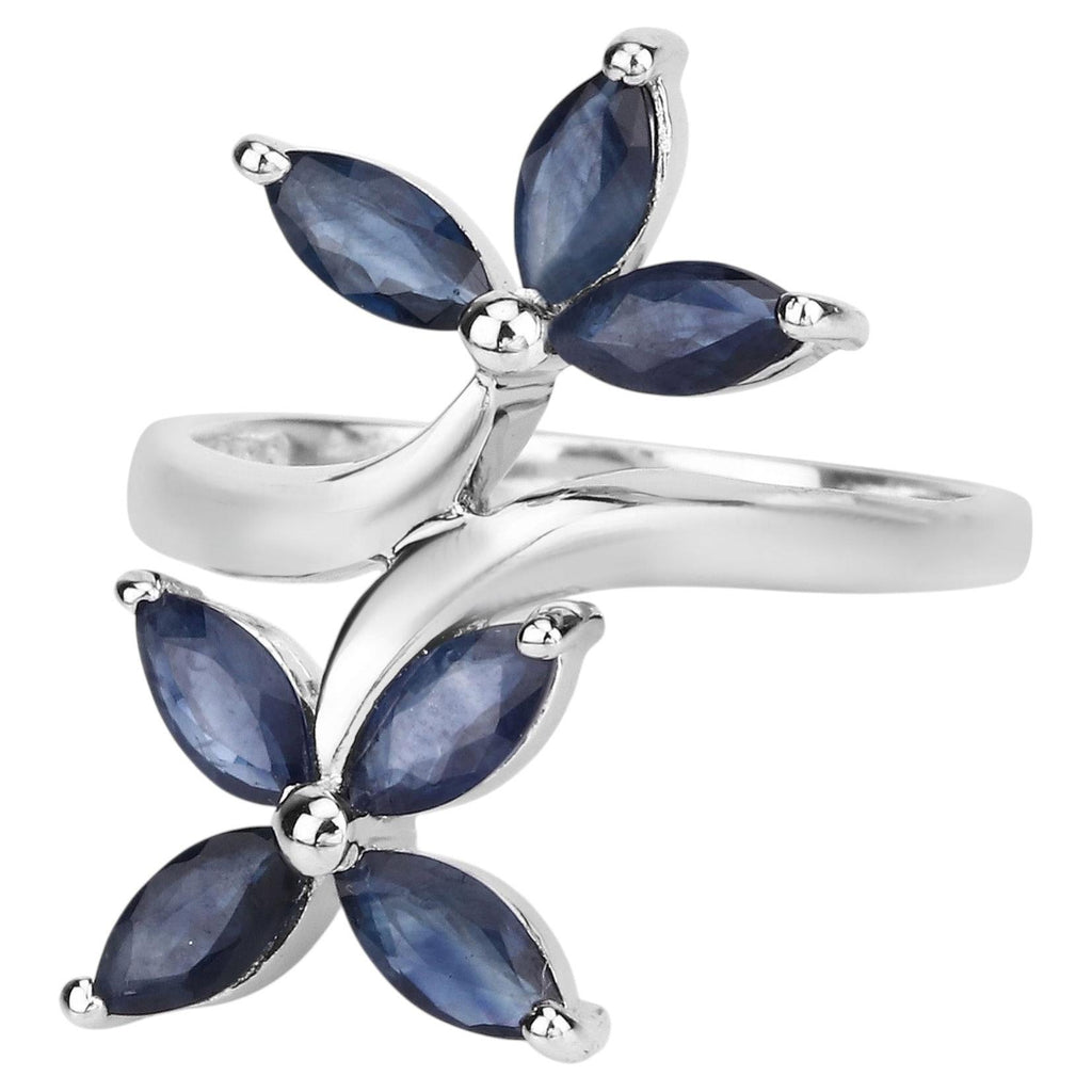 Blue Sapphire Ring 1.74 Carats Sterling Silver