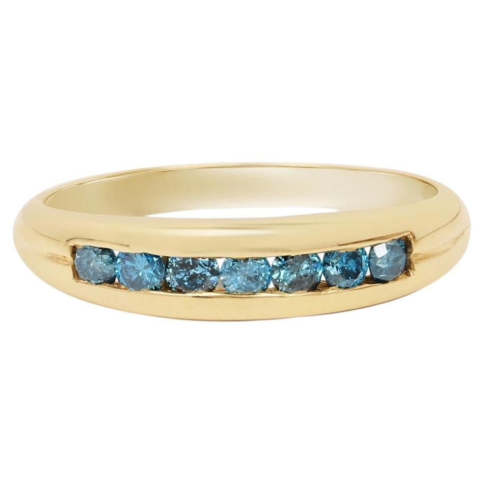 Blue Diamond Ring 0.34 Carats Gold Plated Silver