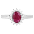 Ruby Ring With Diamonds 0.98 Carats 10K White Gold