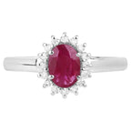 Ruby Ring With Diamonds 0.98 Carats 10K White Gold