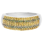 Yellow Diamond Ring With Green Diamonds 0.4 Carats Sterling Silver