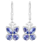 Tanzanite Butterfly Dangle Earrings 2.07 Carats Sterling Silver