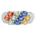 Multicolor Sapphire Ring With White Topaz 1.96 Carats Sterling Silver