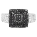 Black Diamond Ring With White Diamonds 0.52 Carats Sterling Silver