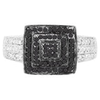 Black Diamond Ring With White Diamonds 0.52 Carats Sterling Silver