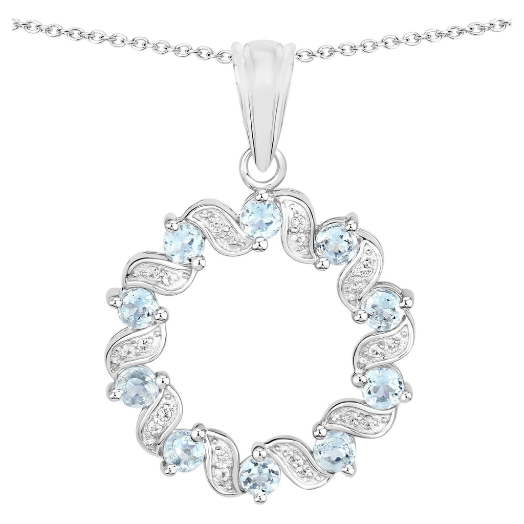 Aquamarine Pendant With White Topaz 1.06 Carats Sterling Silver