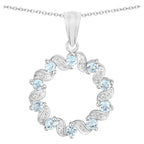 Aquamarine Pendant With White Topaz 1.06 Carats Sterling Silver