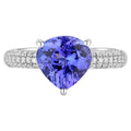 Tanzanite Heart Ring With Diamonds 3.16 Carats 14K White Gold