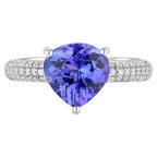 Tanzanite Heart Ring With Diamonds 3.16 Carats 14K White Gold