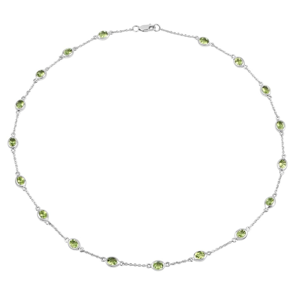 Peridot Necklace 6.28 Carats Sterling Silver
