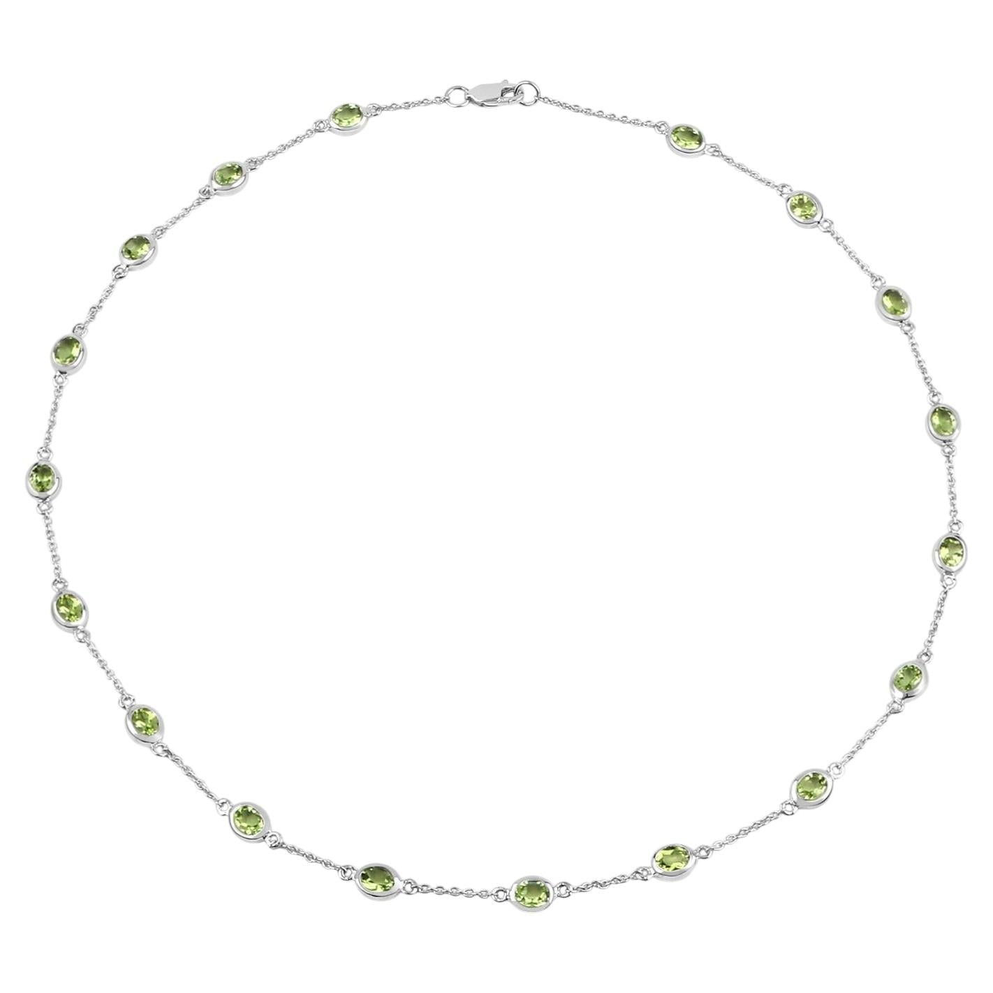 Peridot Necklace 6.28 Carats Sterling Silver