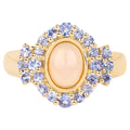Ethiopian Opal Ring With Tanzanite 1.7 Carats Gold Plated Silver