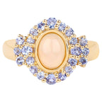 Ethiopian Opal Ring With Tanzanite 1.7 Carats Gold Plated Silver
