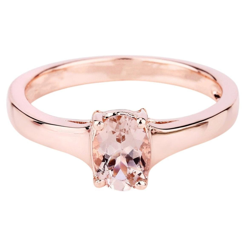 Morganite Ring 0.68 Carats Gold Plated Silver