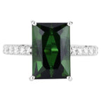 Green Tourmaline Ring With Diamonds 6.12 Carats 14K White Gold