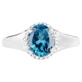 London Blue Topaz Ring With White Topaz 2.36 Carats Sterling Silver