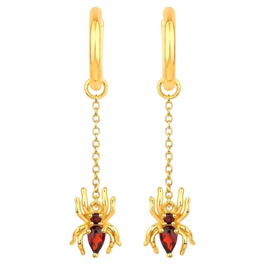 Garnet Spider Earrings 0.56 Carats Gold Plated Silver