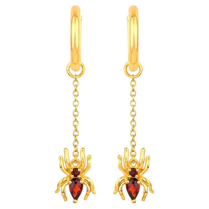 Garnet Spider Earrings 0.56 Carats Gold Plated Silver