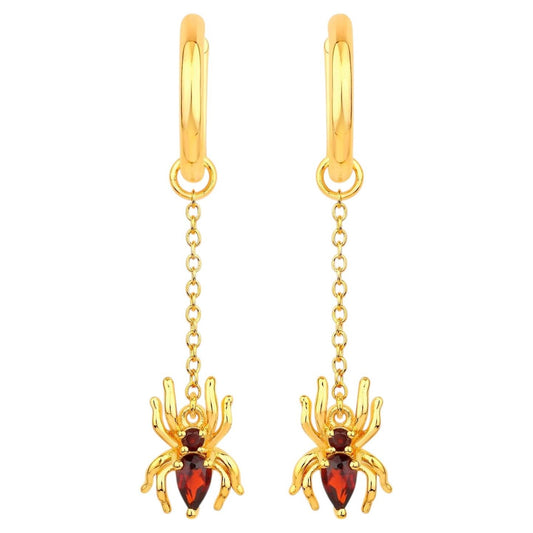 Garnet Spider Earrings 0.56 Carats Gold Plated Silver