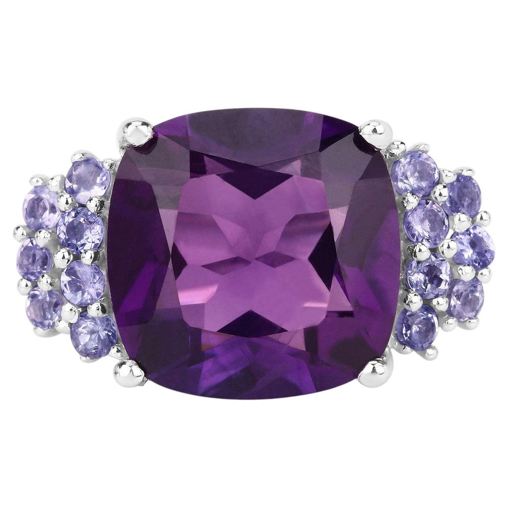 Amethyst Ring With Tanzanite 6.32 Carats Sterling Silver