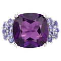 Amethyst Ring With Tanzanite 6.32 Carats Sterling Silver