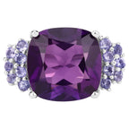 Amethyst Ring With Tanzanite 6.32 Carats Sterling Silver
