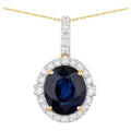 Blue Sapphire Pendant With Diamonds 2.54 Carats 18K Yellow Gold