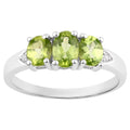 Peridot Ring With Diamonds 1.09 Carats Sterling Silver
