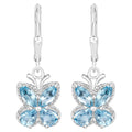 Swiss Blue Topaz Butterfly Earrings 2.68 Carats Sterling Silver
