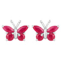 Natural Ruby Butterfly Earrings 0.6 Carats Sterling Silver
