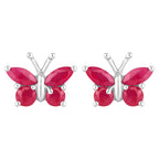 Natural Ruby Butterfly Earrings 0.6 Carats Sterling Silver