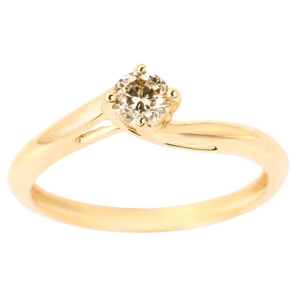 Light Brown Diamond Ring 0.25 Carats 9K Yellow Gold