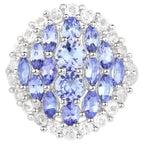 Tanzanite Ring With White Topaz 4.64 Carats Sterling Silver