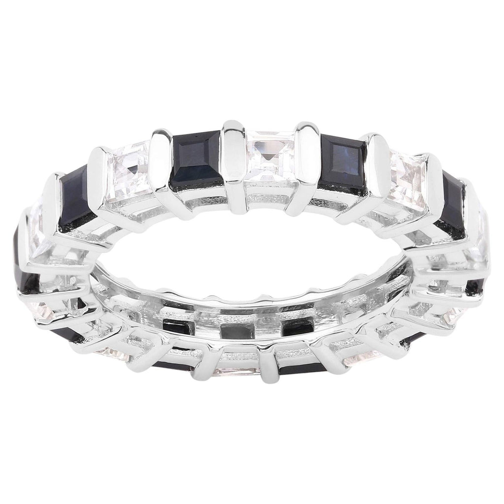 Blue Sapphire Ring With White Topaz 3.56 Carats Sterling Silver
