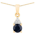 Blue Sapphire Pendant With Diamonds 0.86 Carats 10K Yellow Gold