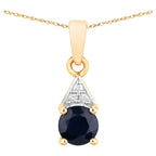 Blue Sapphire Pendant With Diamonds 0.86 Carats 10K Yellow Gold