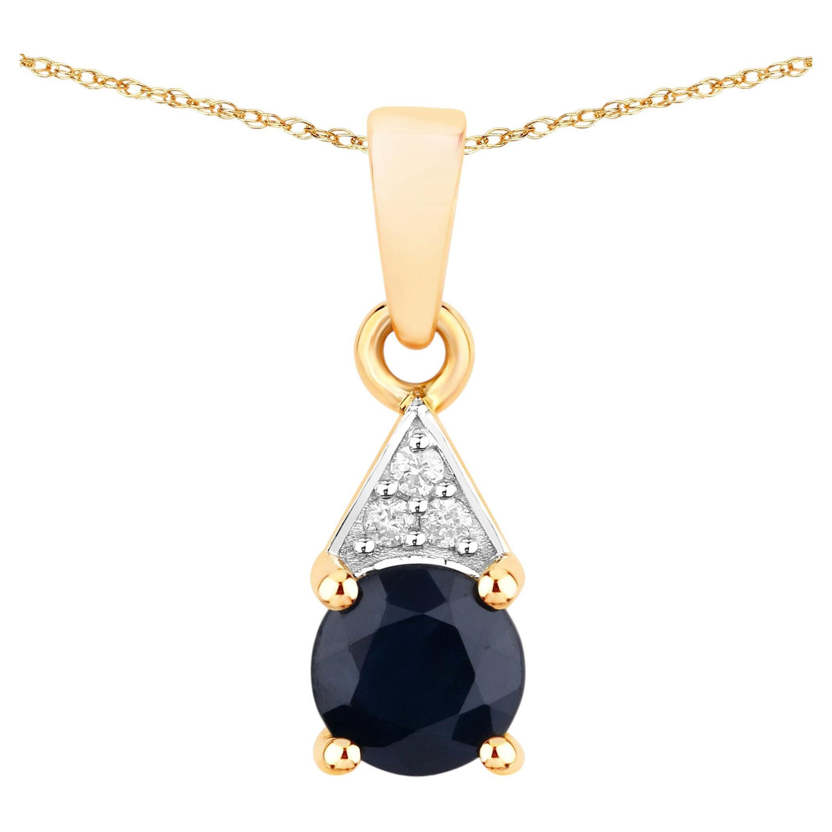 Blue Sapphire Pendant With Diamonds 0.86 Carats 10K Yellow Gold