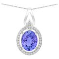 Tanzanite Pendant With Diamonds 3.01 Carats 14K White Gold