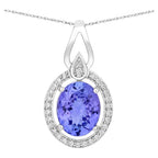 Tanzanite Pendant With Diamonds 3.01 Carats 14K White Gold